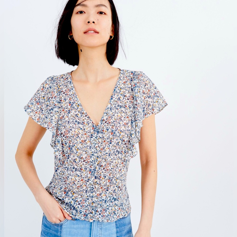 Madewell Top Floral Lightweight Multicolor Women's Sz 4 NWOT Boho Vintage-style